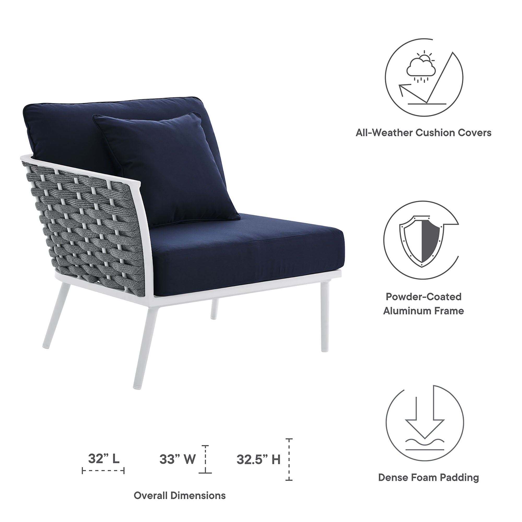 Stance Outdoor Patio Aluminum Left-Facing Armchair