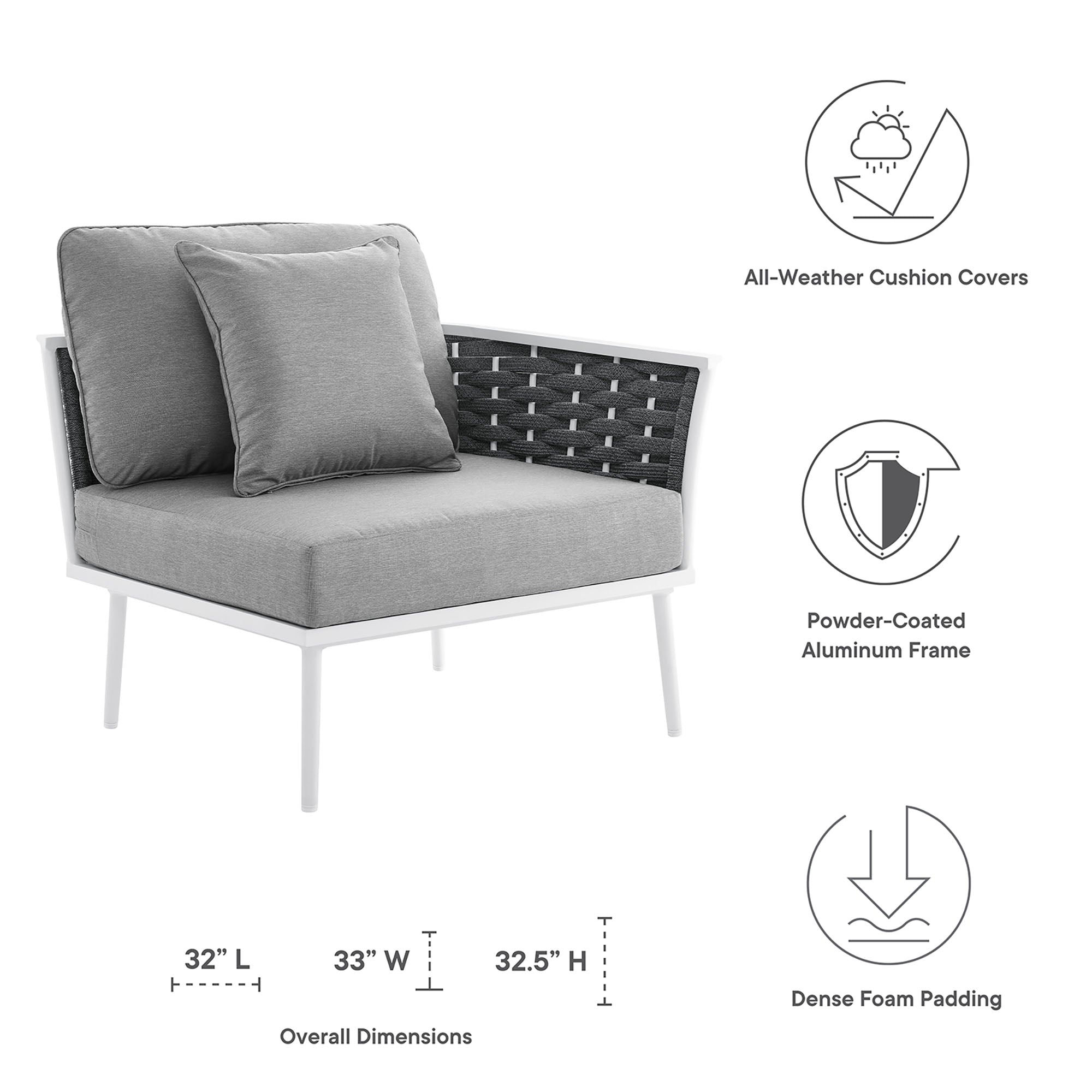 Stance Outdoor Patio Aluminum Right-Facing Armchair