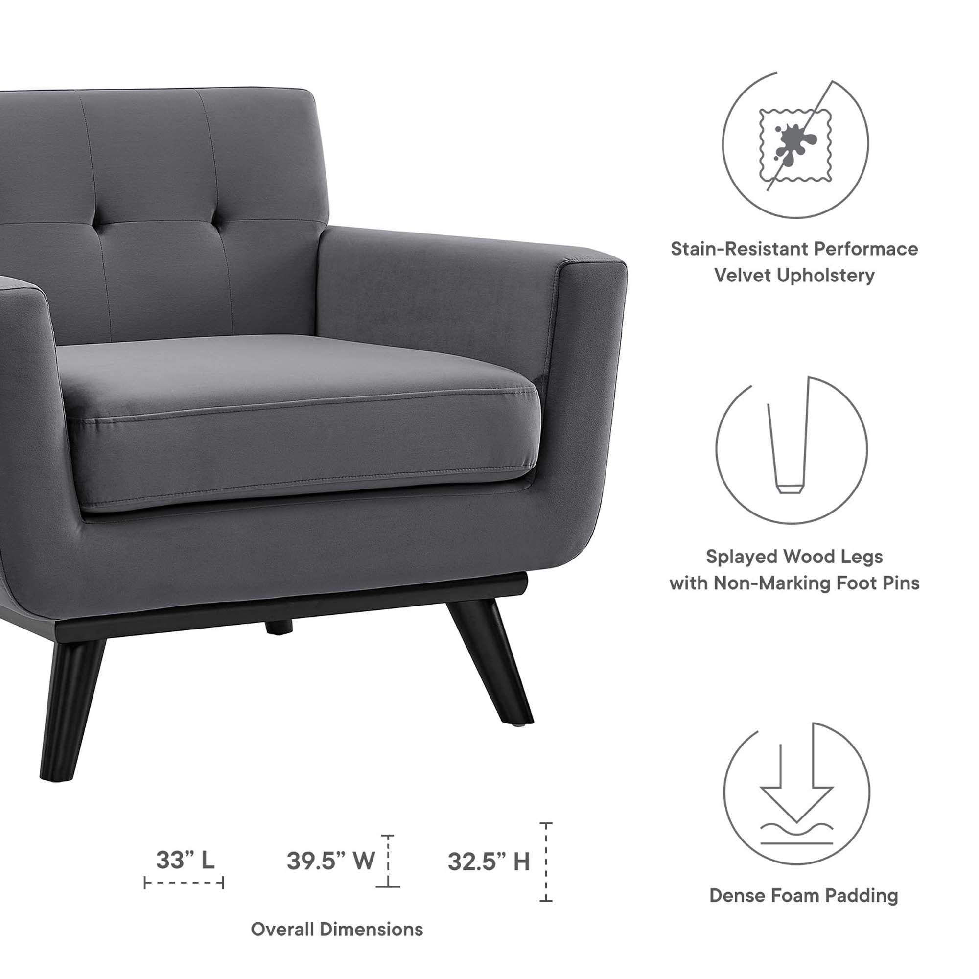 Engage Performance Velvet Armchair