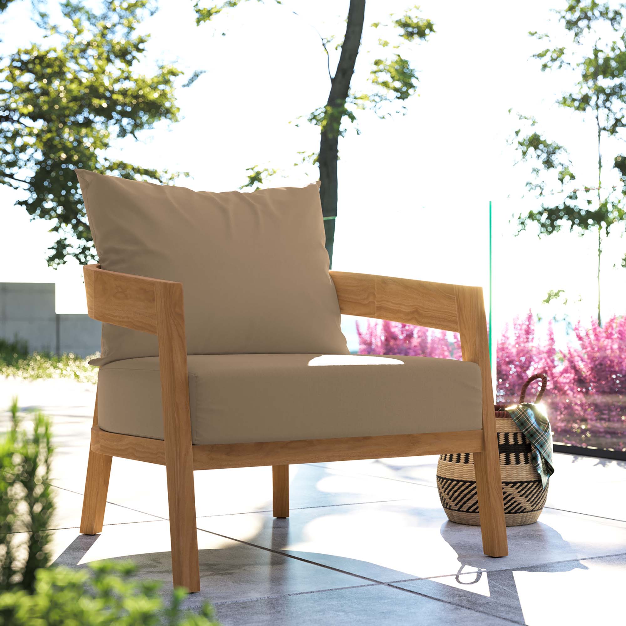 Brisbane Teak Wood Outdoor Patio Armchair