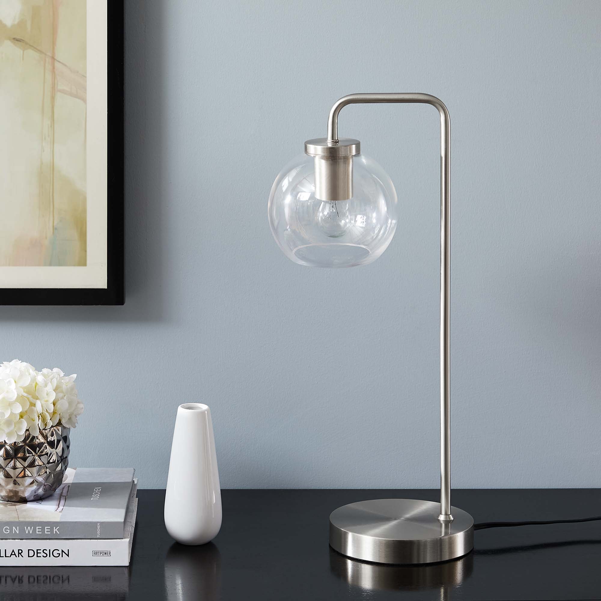 Silo Glass Globe Glass and Metal Table Lamp