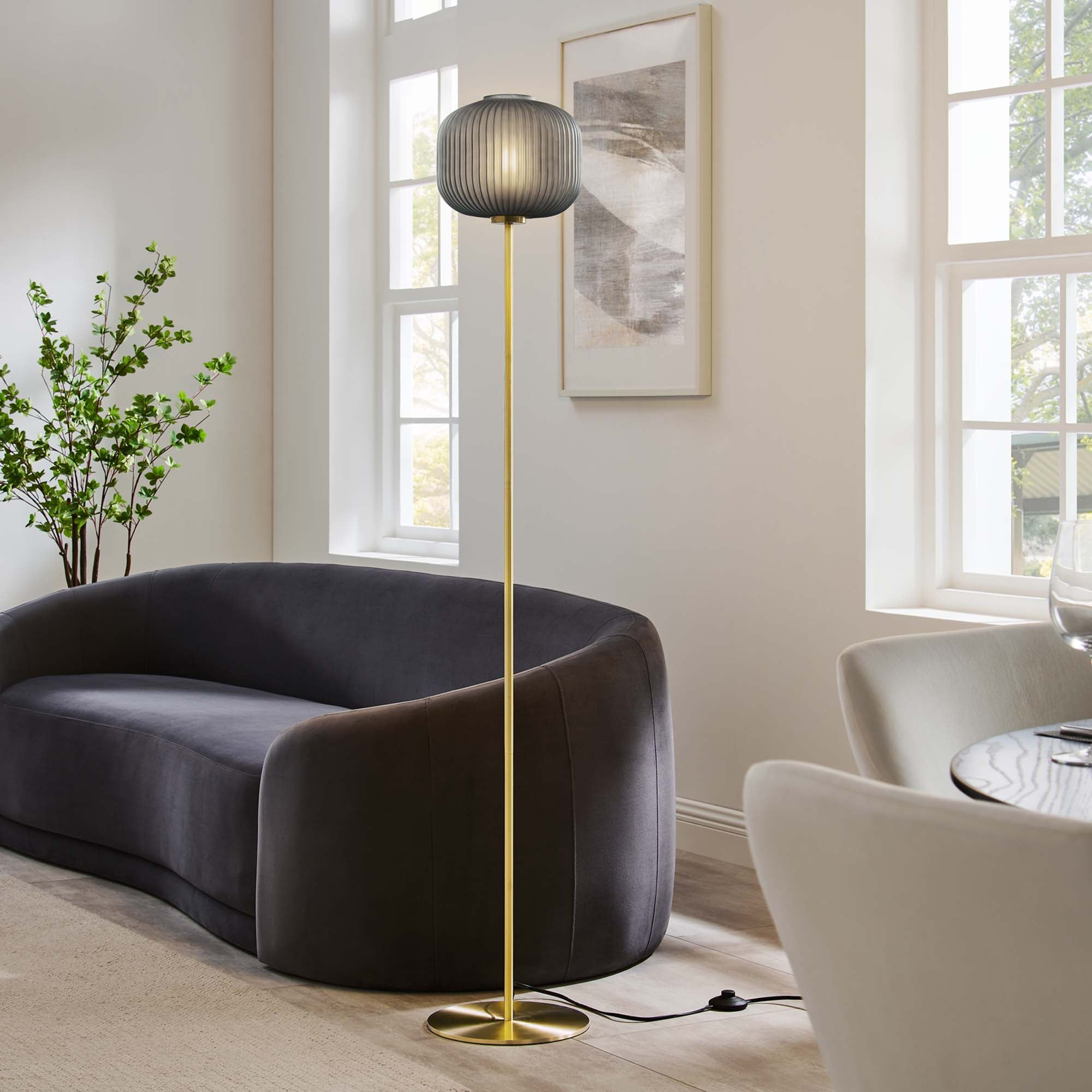 Reprise Glass Sphere Glass and Metal Floor Lamp