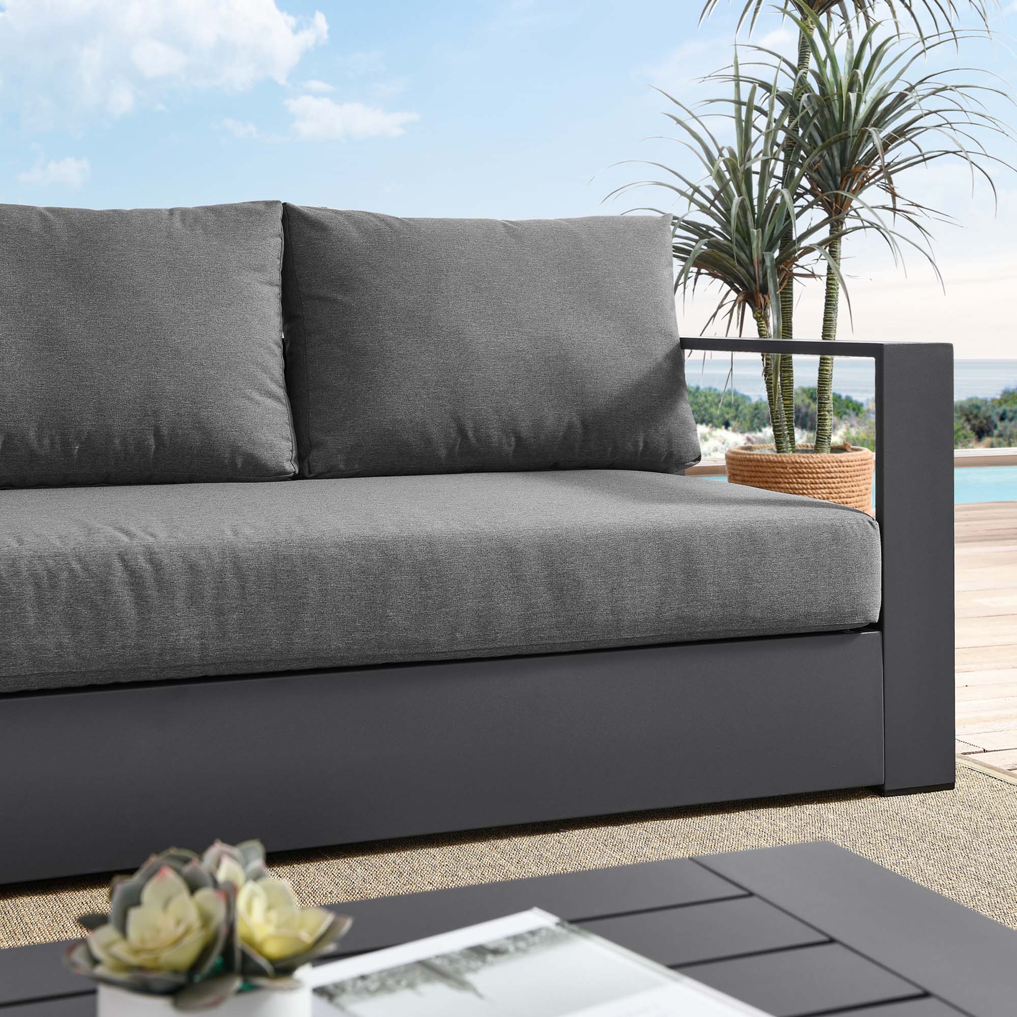 Tahoe Outdoor Patio Powder-Coated Aluminum Sofa