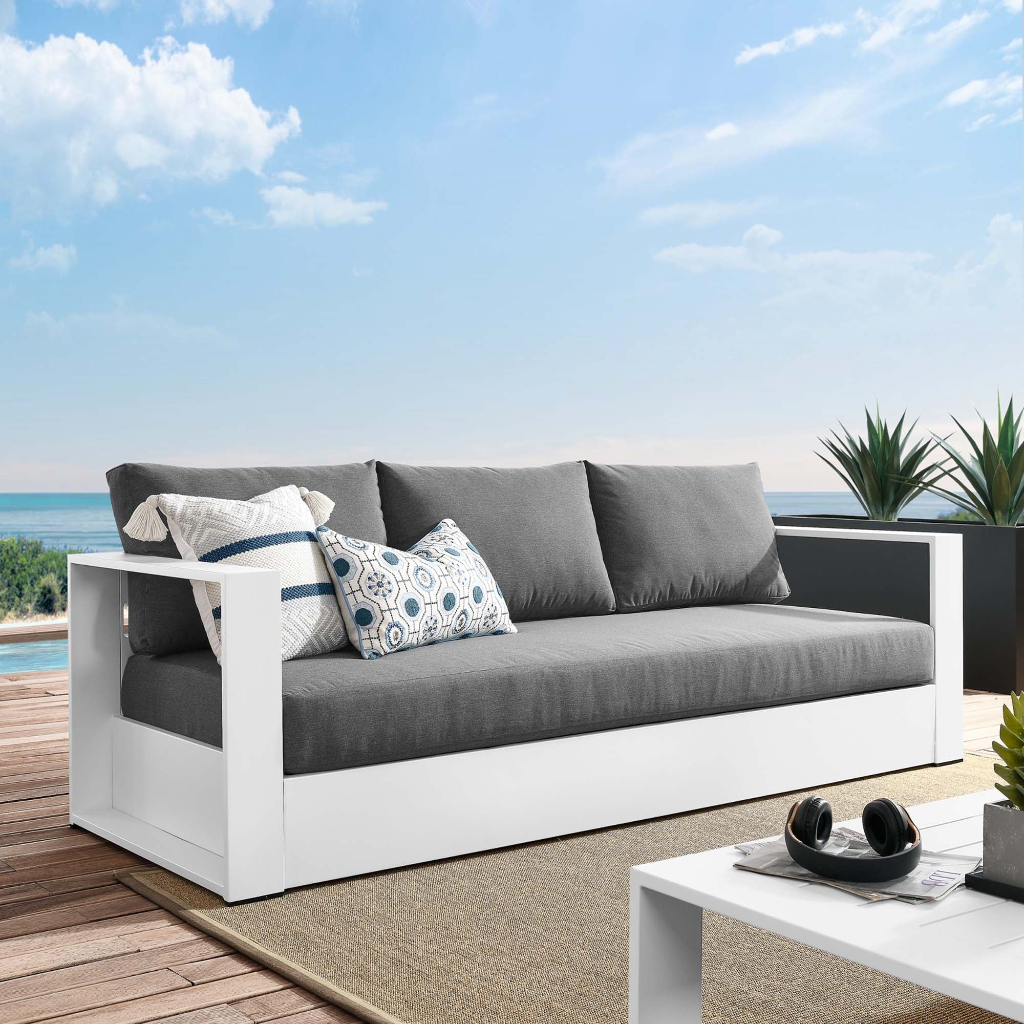 Tahoe Outdoor Patio Powder-Coated Aluminum Sofa