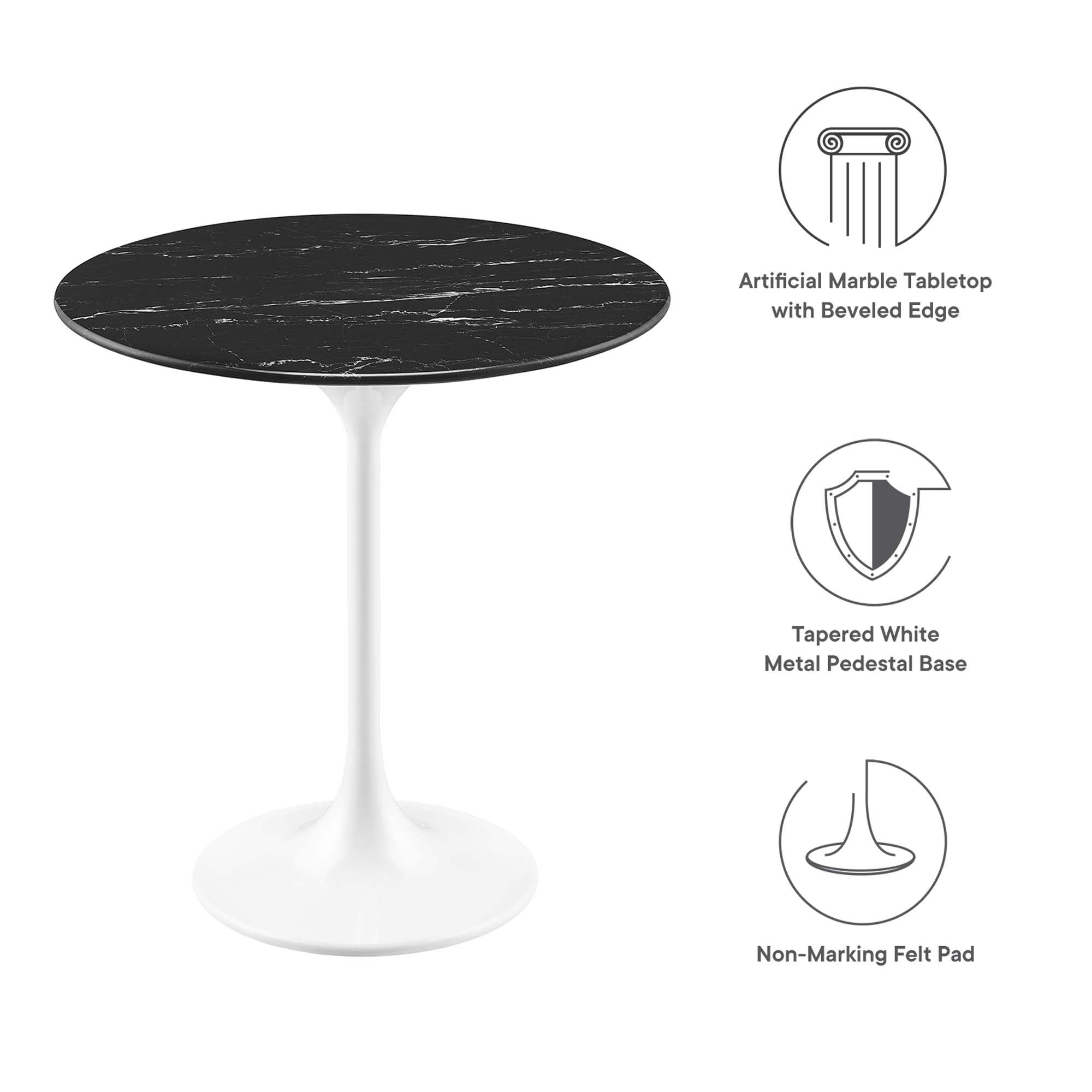 Lippa 20" Round Artificial Marble Side Table