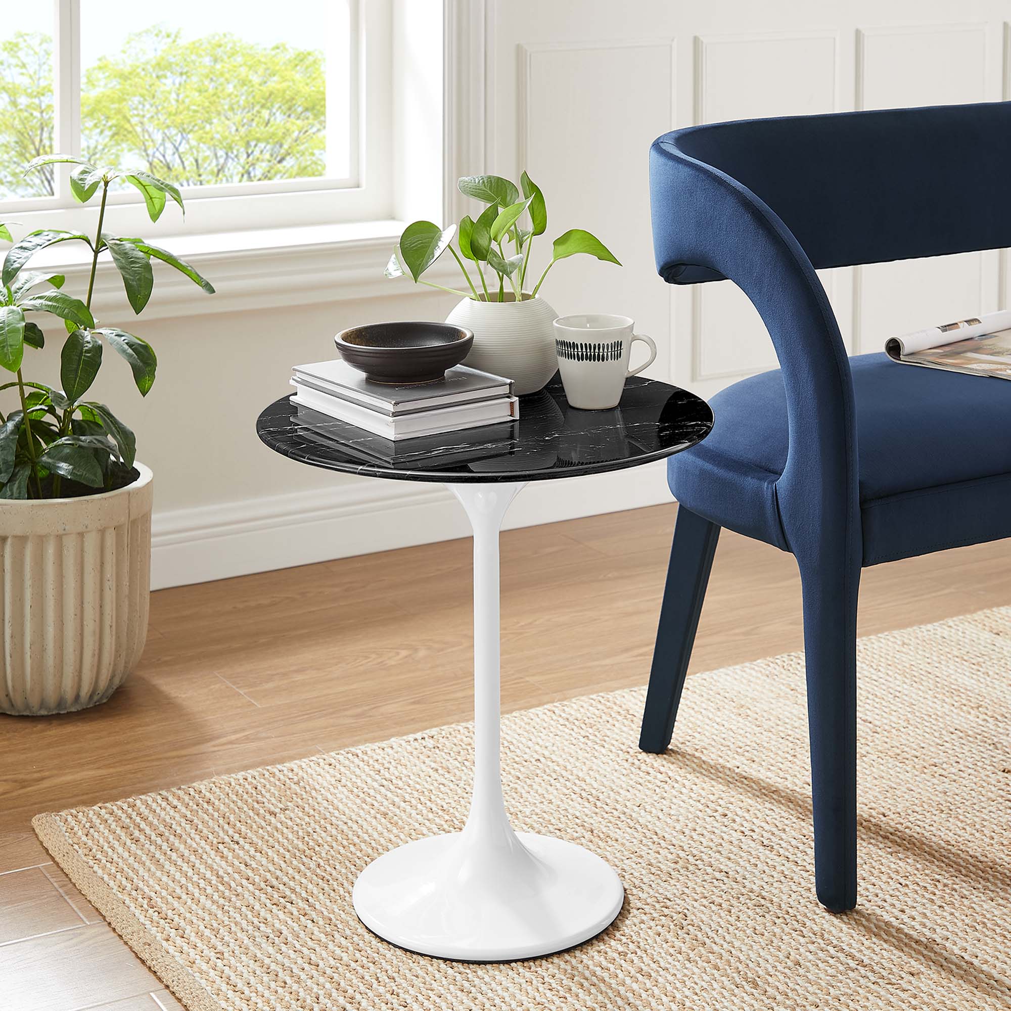 Lippa 20" Round Artificial Marble Side Table