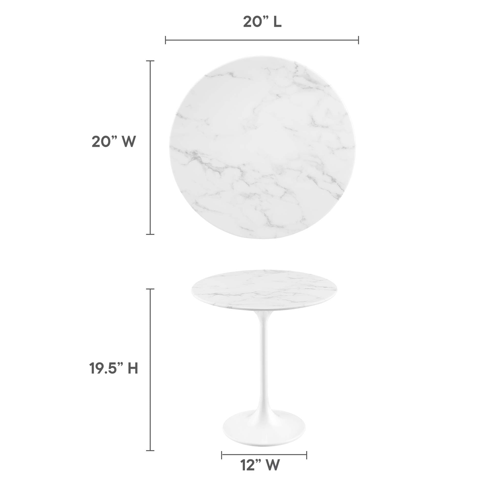 Lippa 20" Round Artificial Marble Side Table