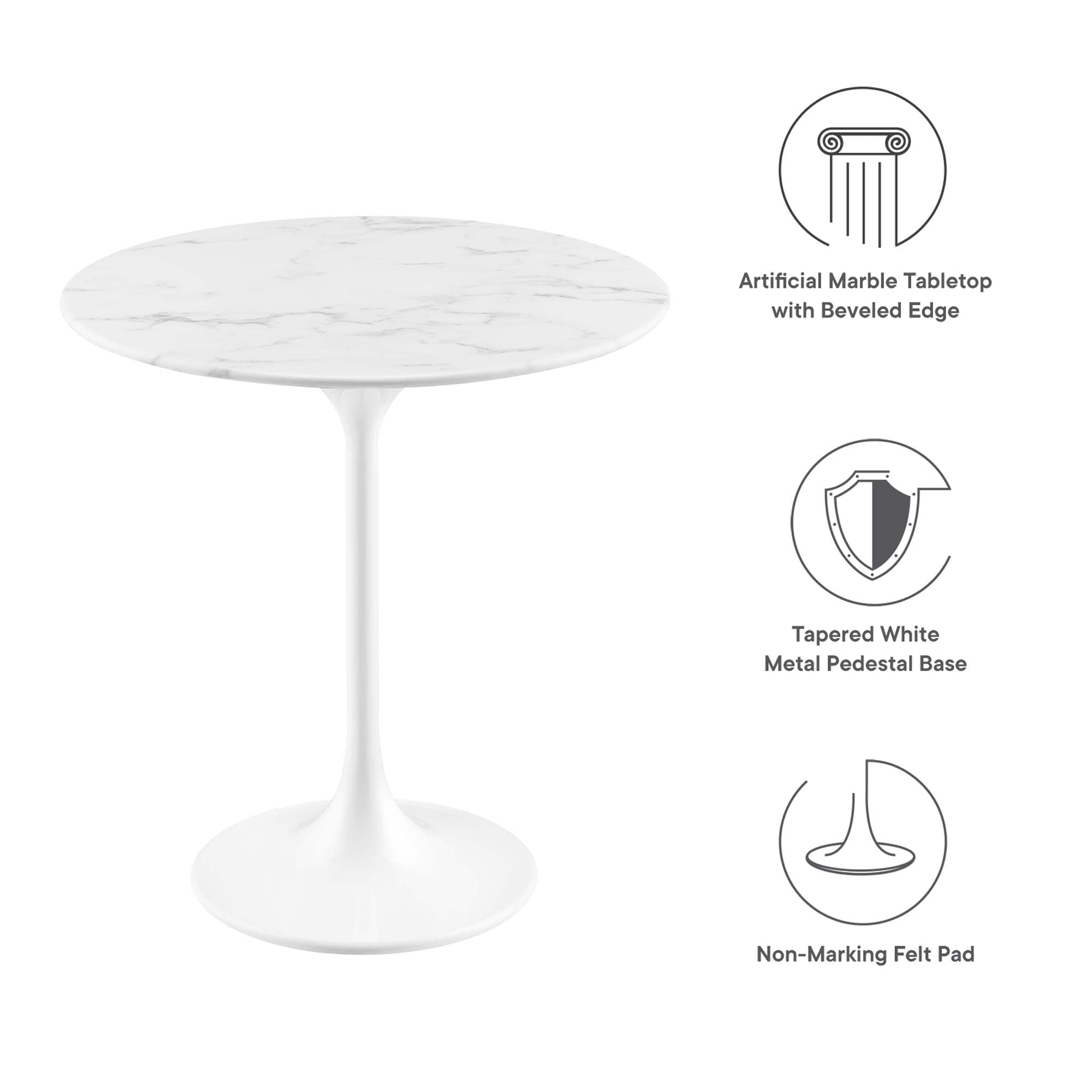 Lippa 20" Round Artificial Marble Side Table