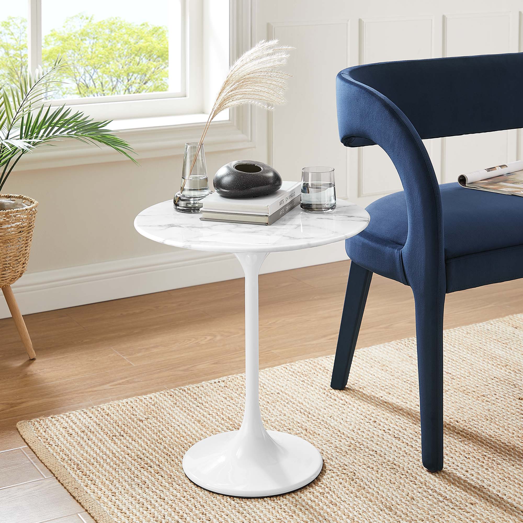 Lippa 20" Round Artificial Marble Side Table