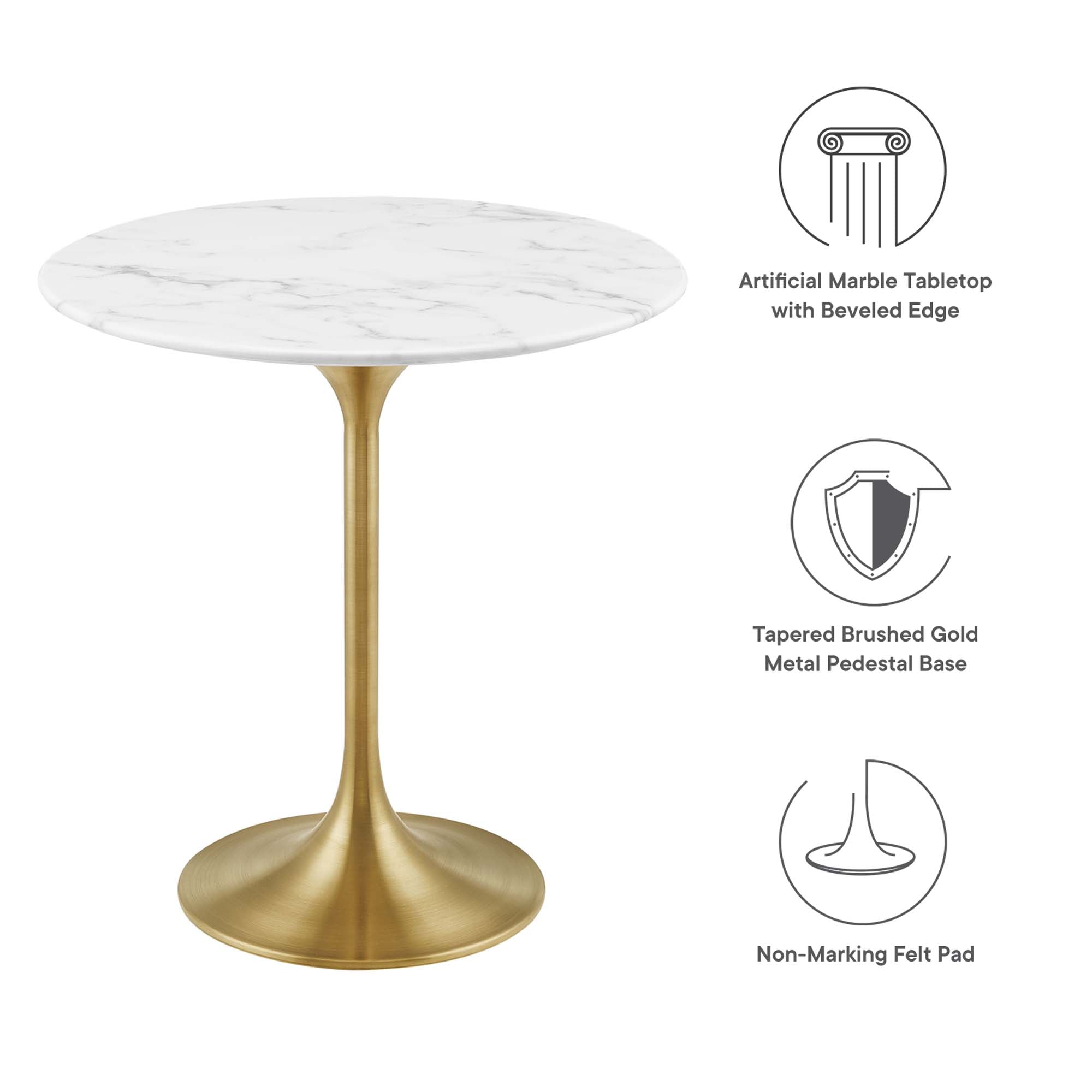 Lippa 20" Round Artificial Marble Side Table