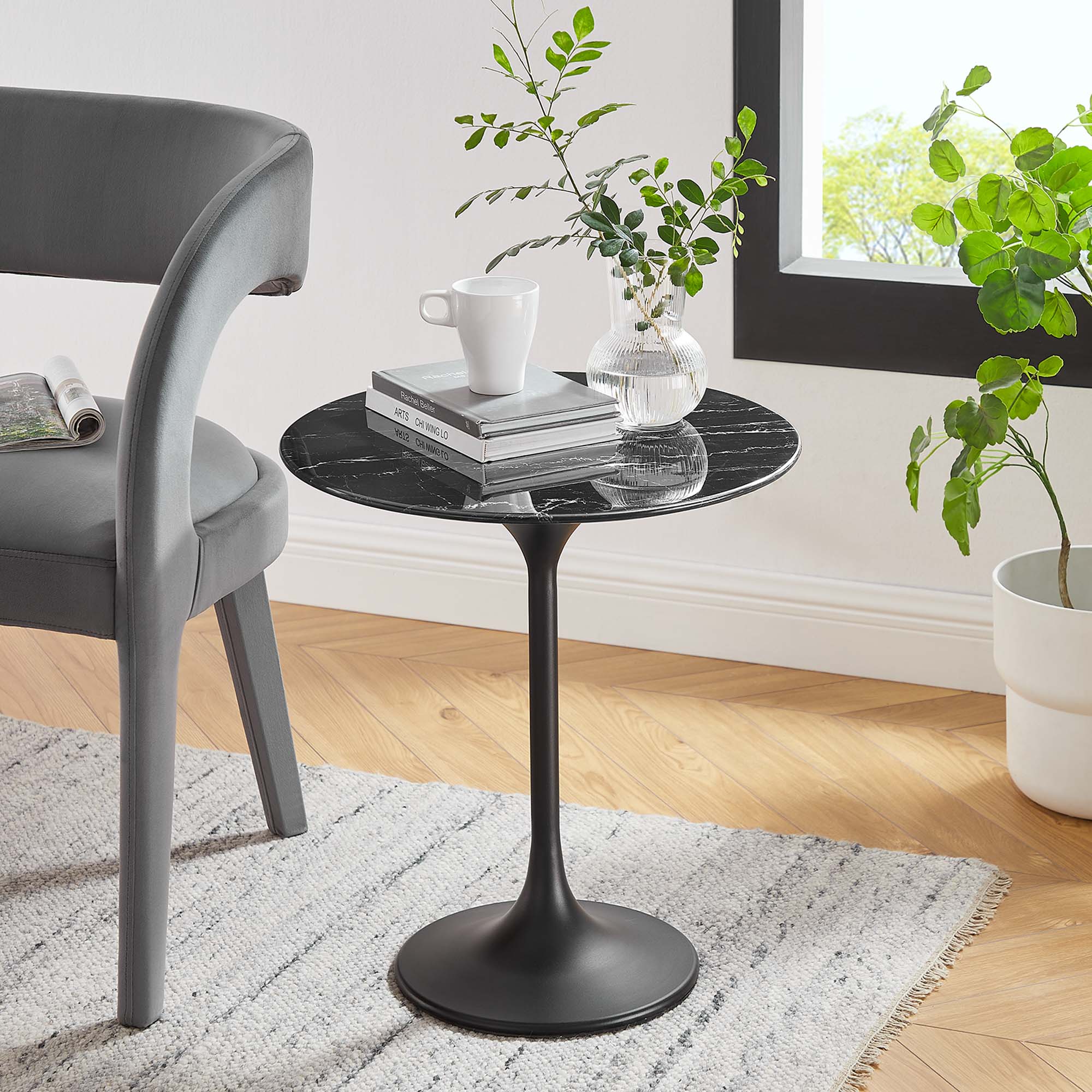 Lippa 20" Round Artificial Marble Side Table