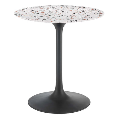 Lippa 28" Round Terrazzo Black White Dining Table