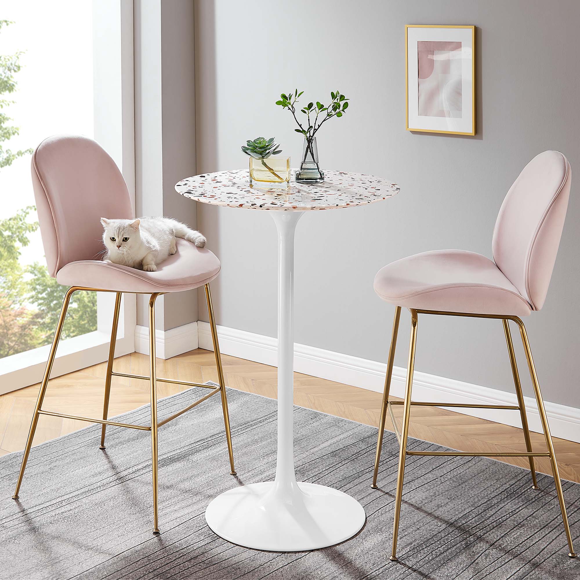 Lippa 28" Round Terrazzo Bar Table