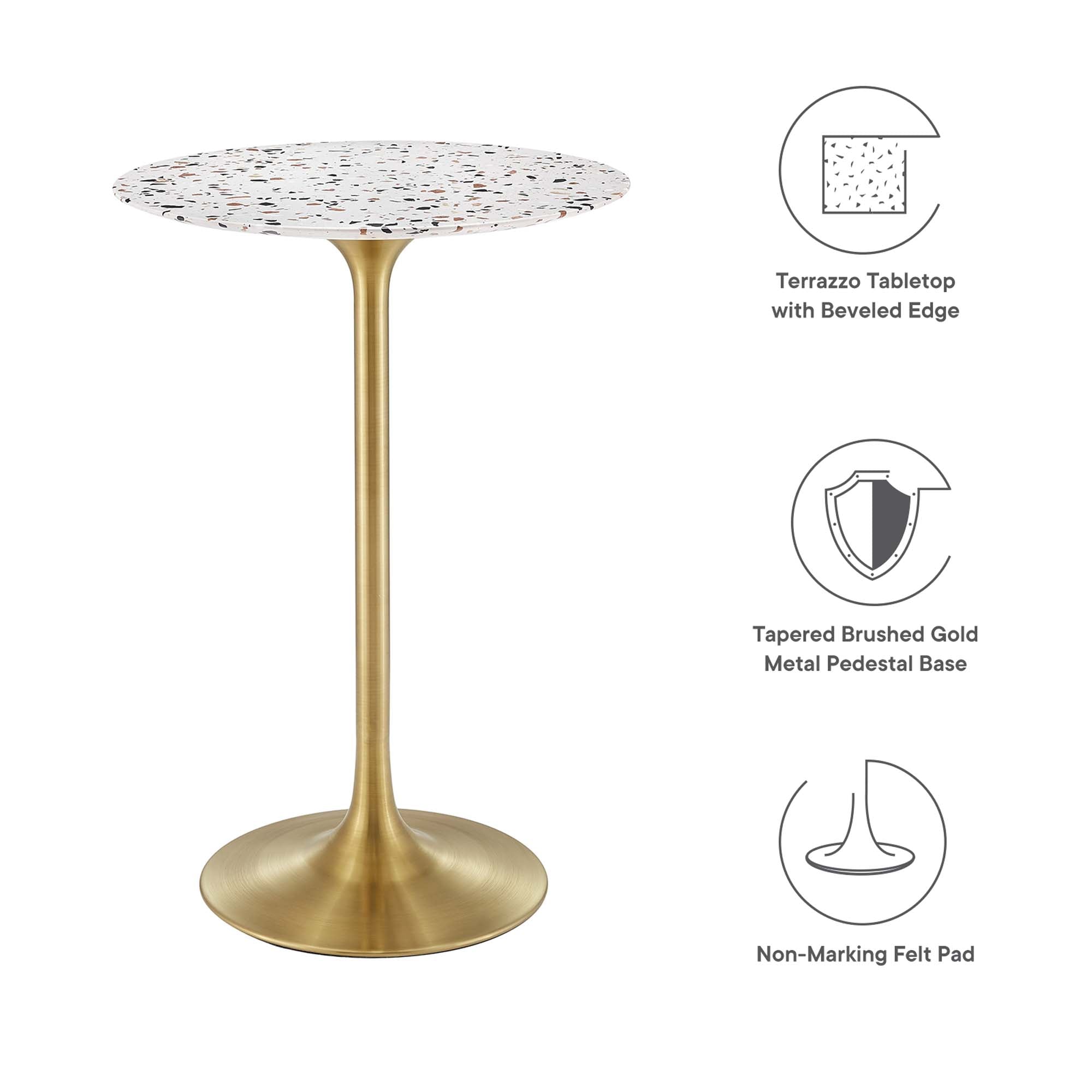 Lippa 28" Round Terrazzo Bar Table