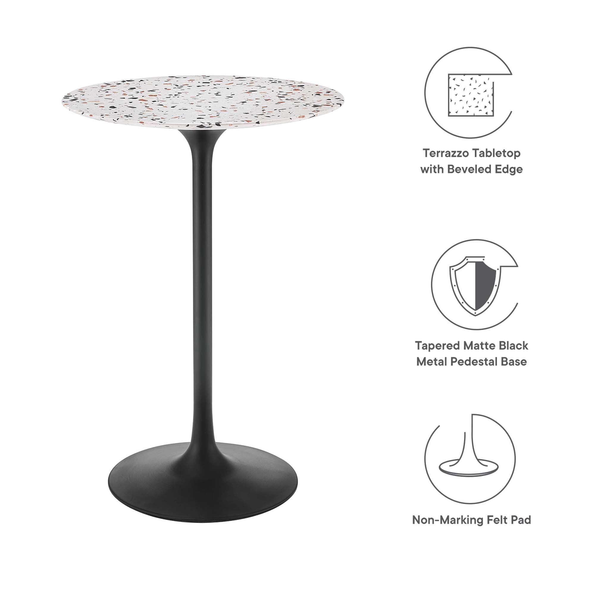 Lippa 28" Round Terrazzo Bar Table