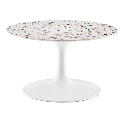 Lippa 28" Round Terrazzo White White Coffee Table