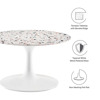 Lippa 28" Round Terrazzo White White Coffee Table