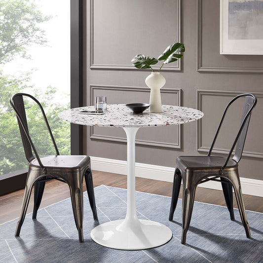 Lippa 36" Round Terrazzo White White Dining Table
