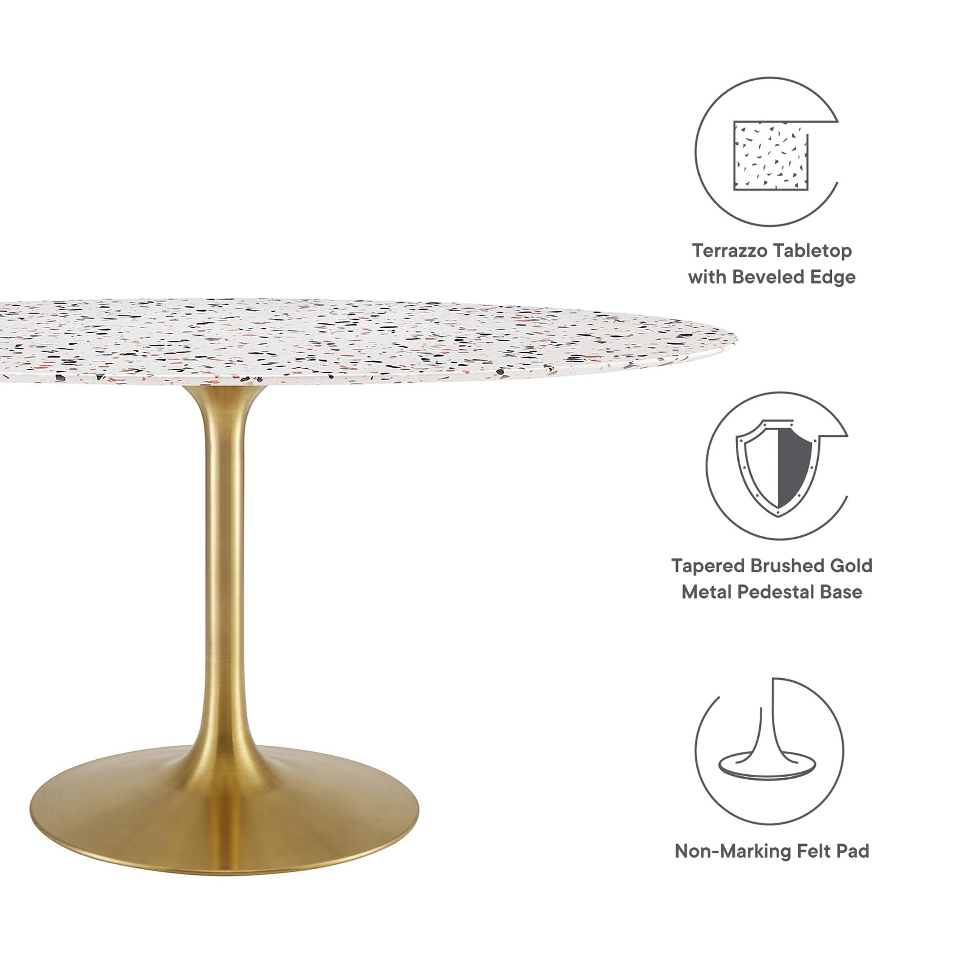 Lippa 60" Oval Terrazzo Dining Table