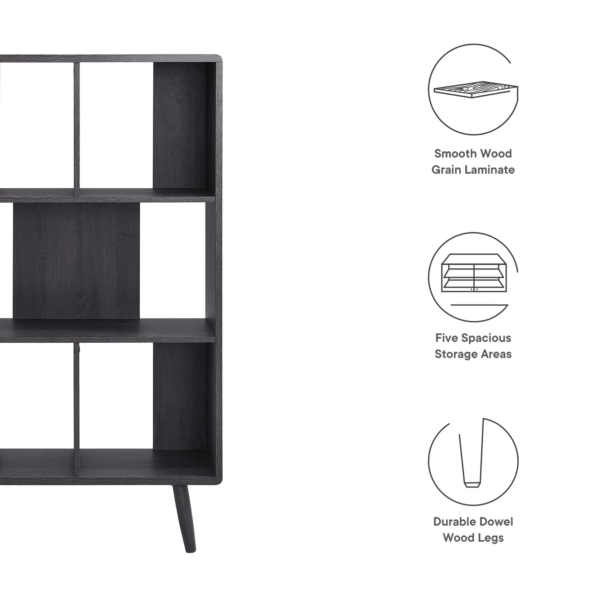 Transmit 5 Shelf Wood Grain Bookcase