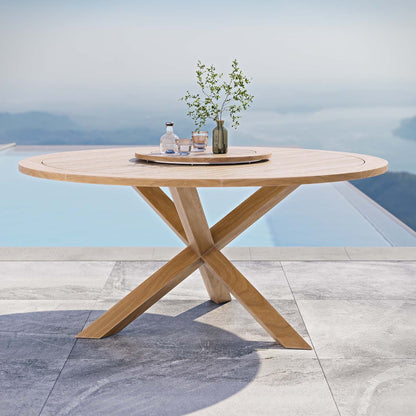 Wellspring 63" Natural Outdoor Patio Teak Wood Dining Table