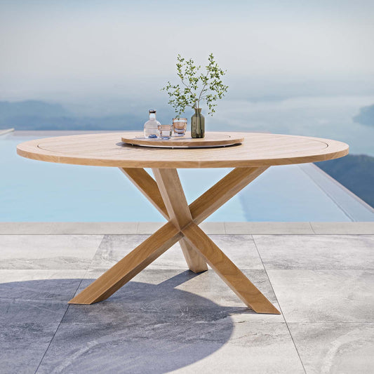 Wellspring 63" Natural Outdoor Patio Teak Wood Dining Table