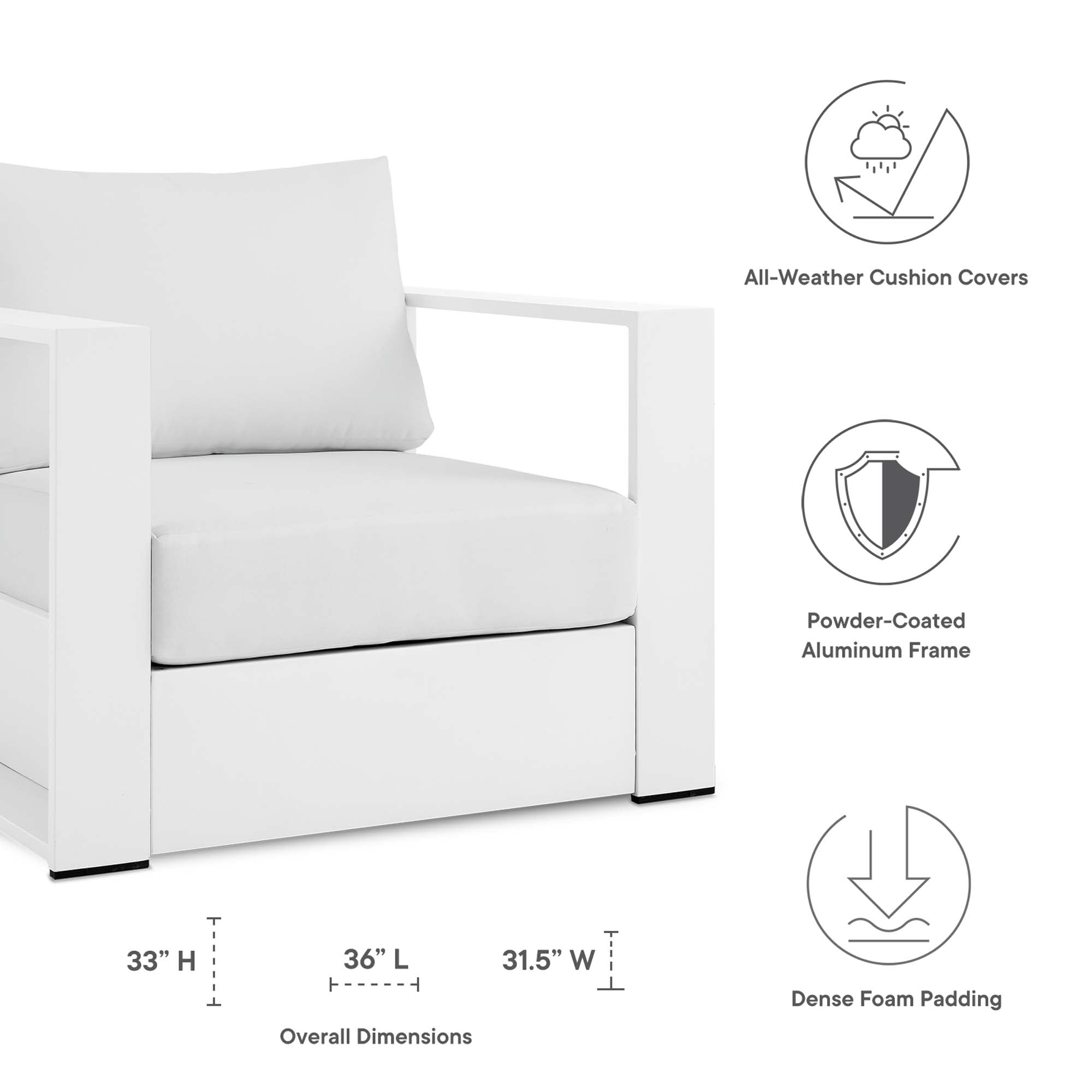 Tahoe Outdoor Patio Powder-Coated Aluminum 2-Piece Armchair Set