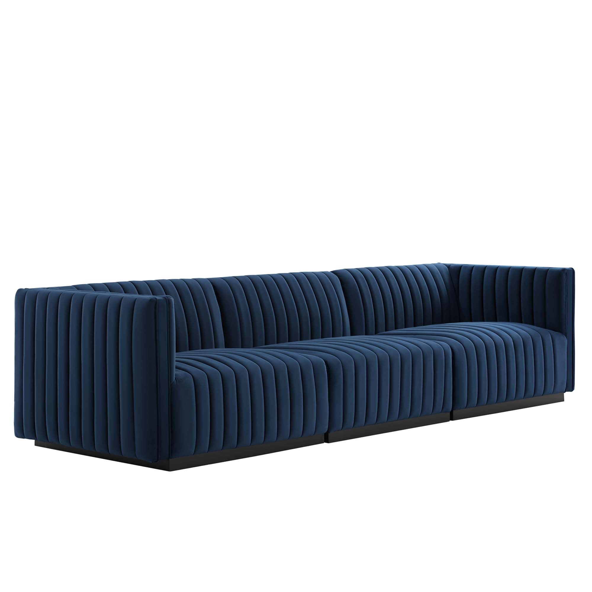 Conjure Channel Tufted Performance Velvet Sofa