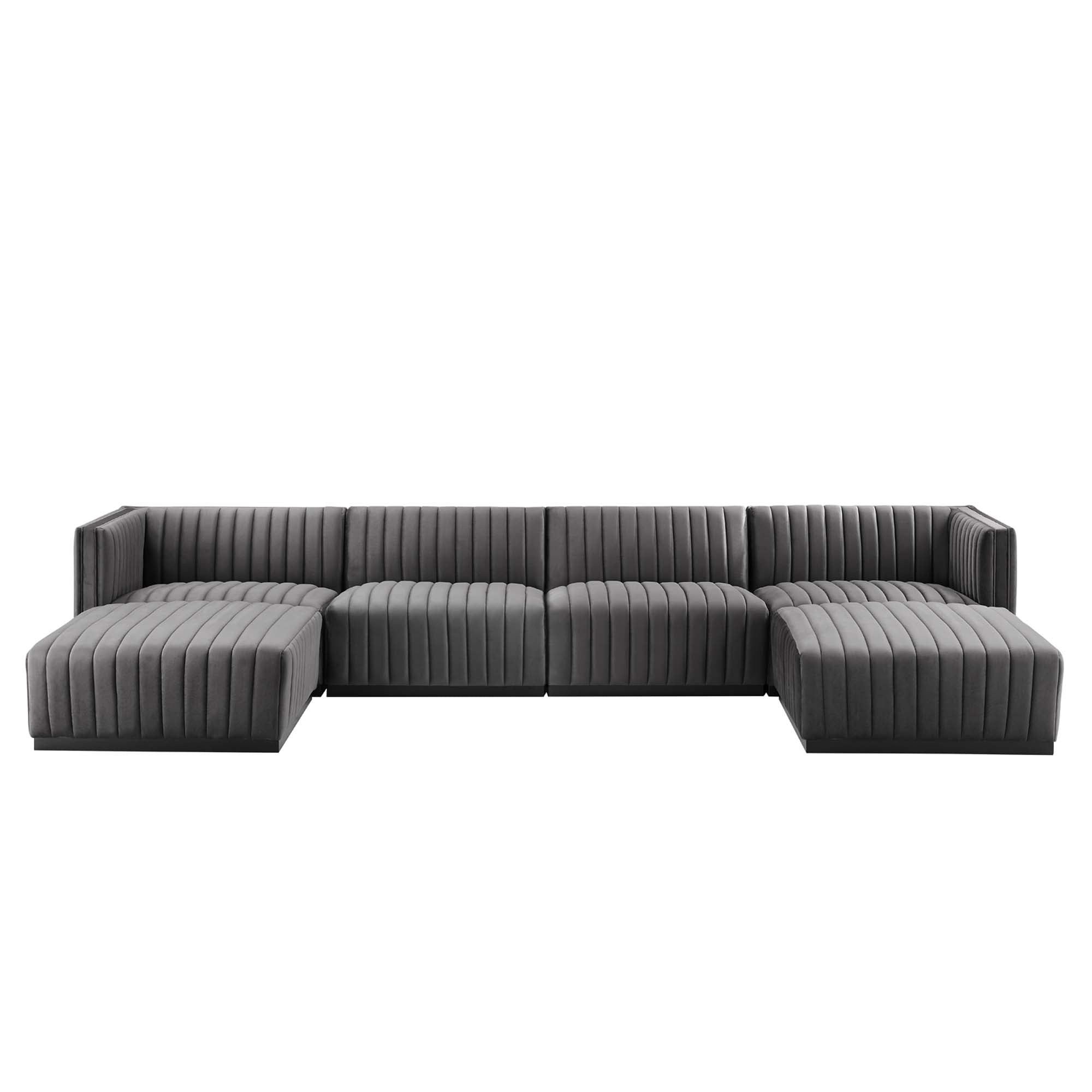 Conjure Channel Tufted Performance Velvet 6-Piece Sectional