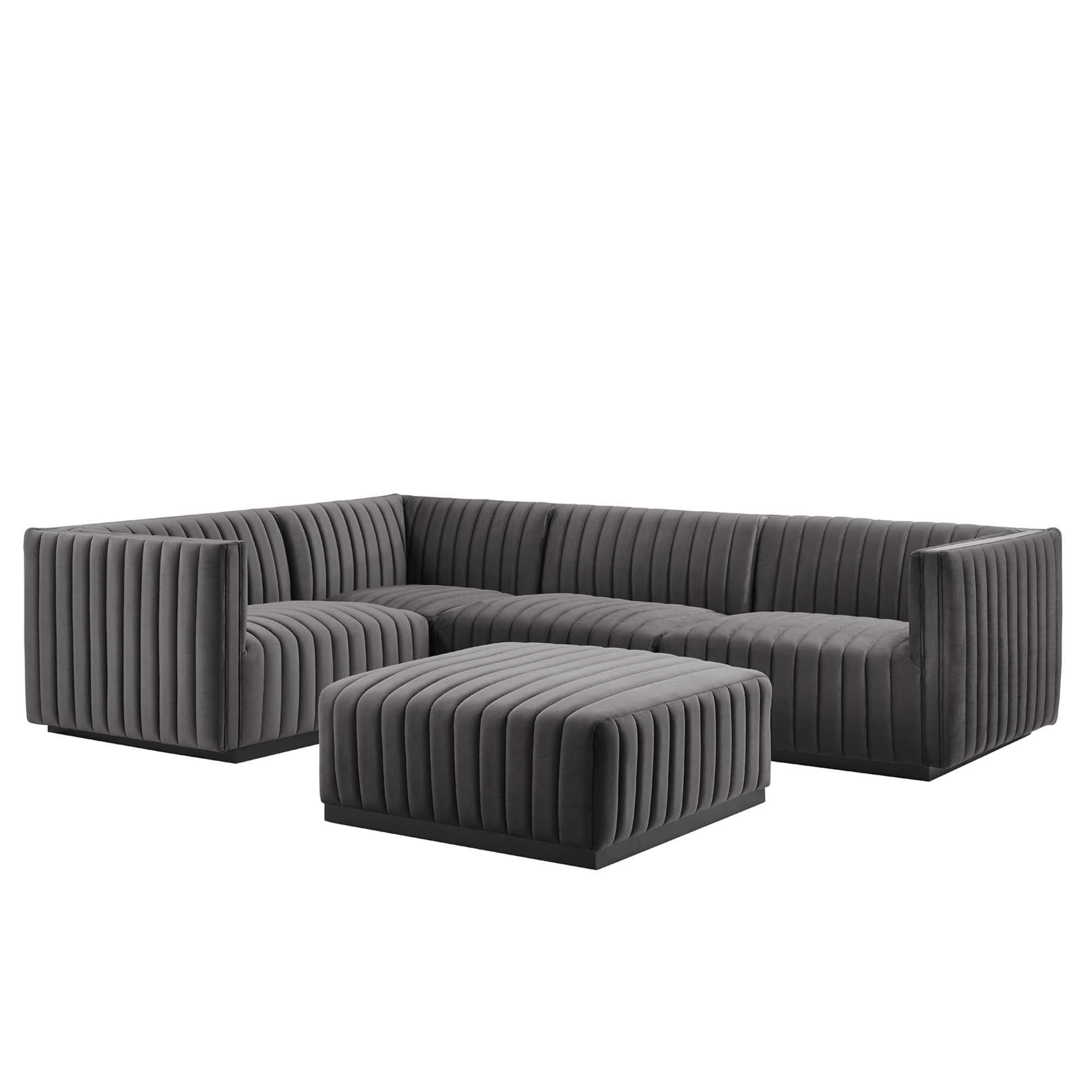 Conjure Channel Tufted Performance Velvet 5-Piece Sectional