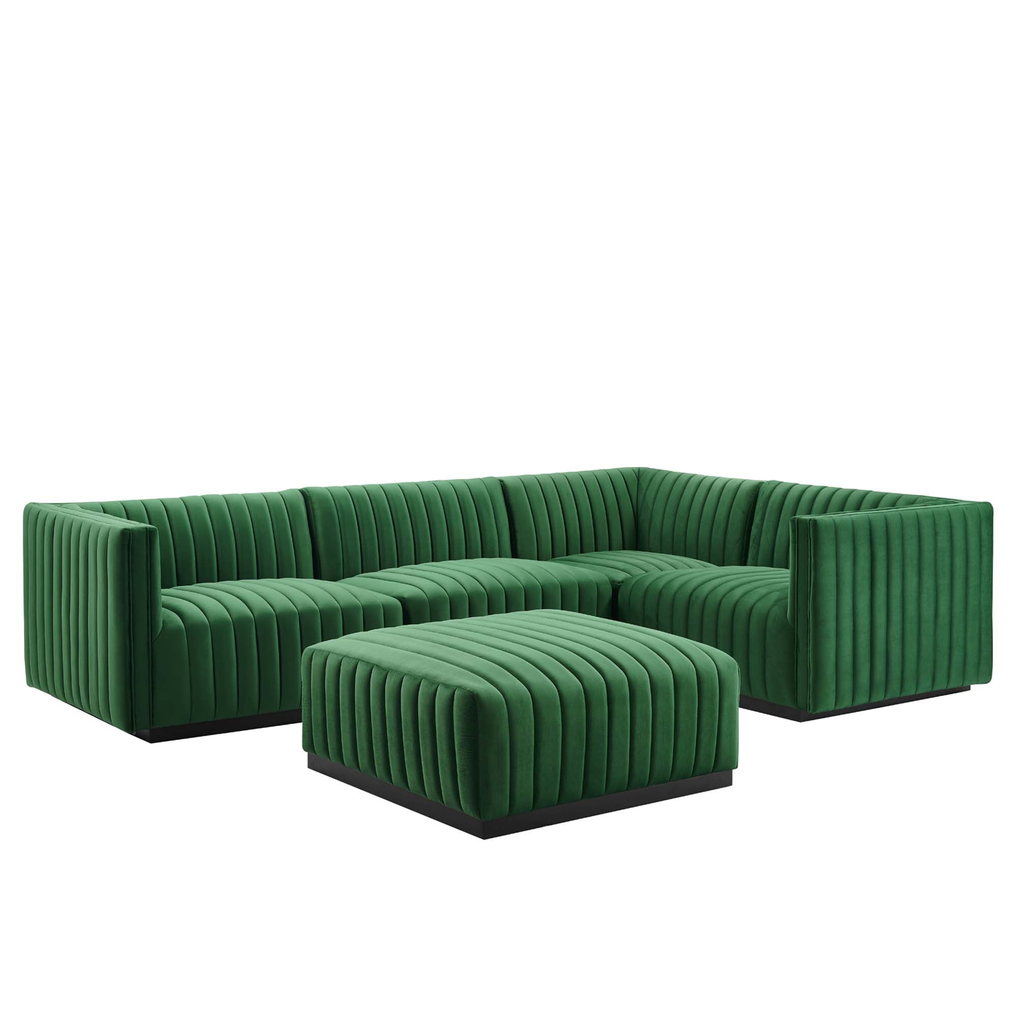 Conjure Channel Tufted Performance Velvet 5-Piece Sectional