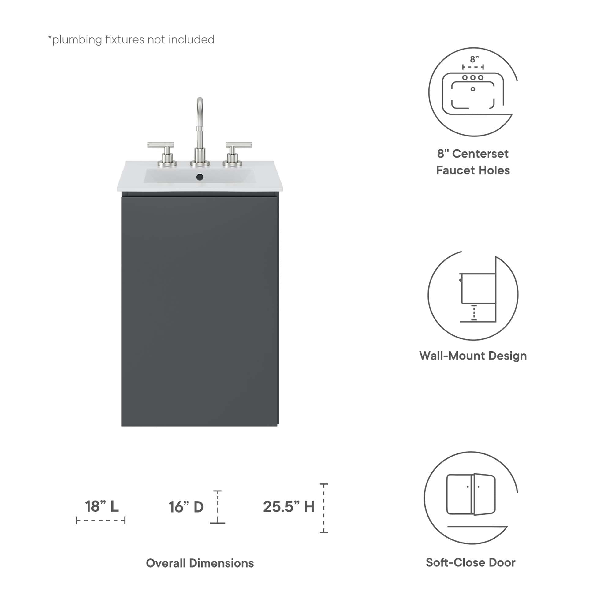 Bryn 18" Wall-Mount Bathroom Vanity