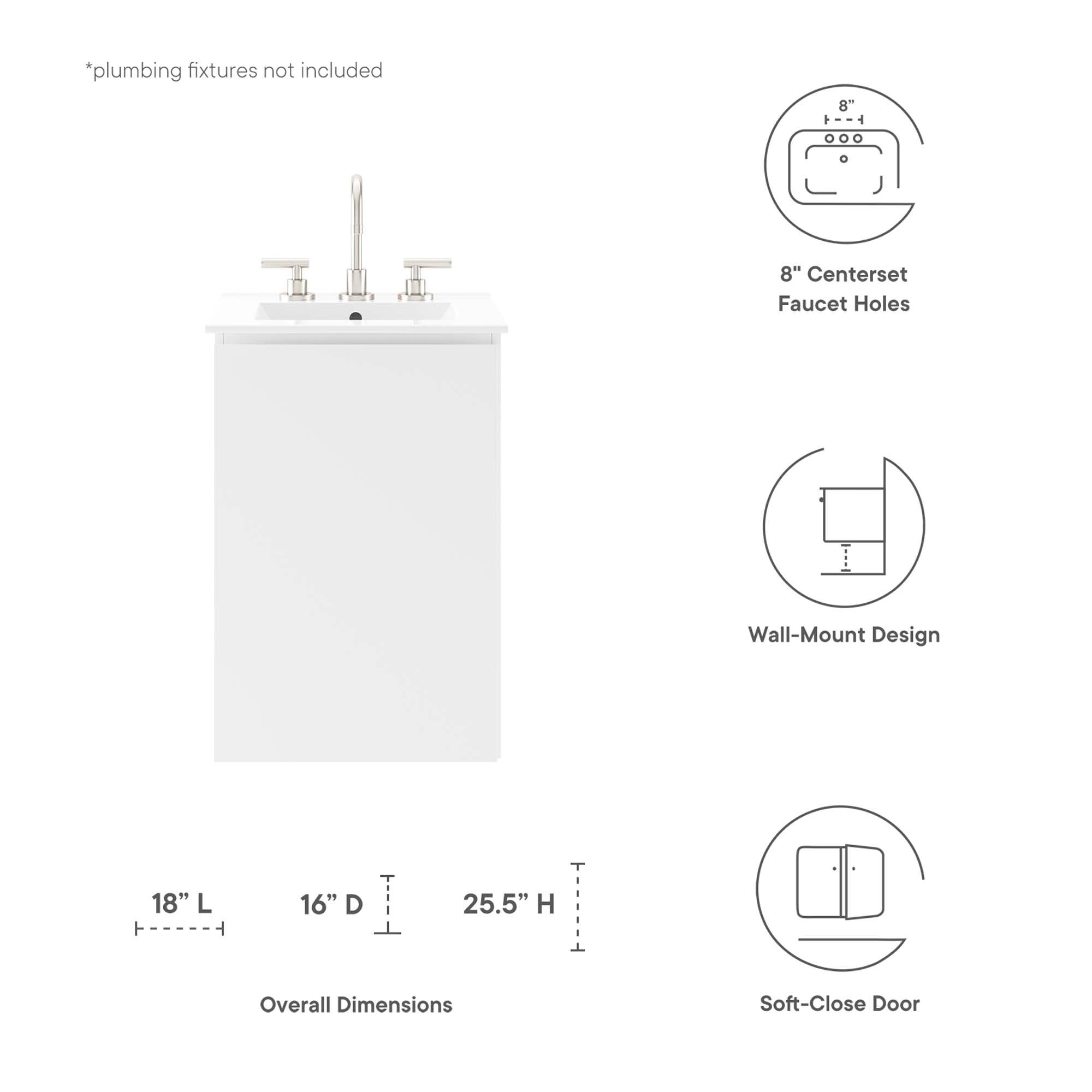 Bryn 18" Wall-Mount Bathroom Vanity