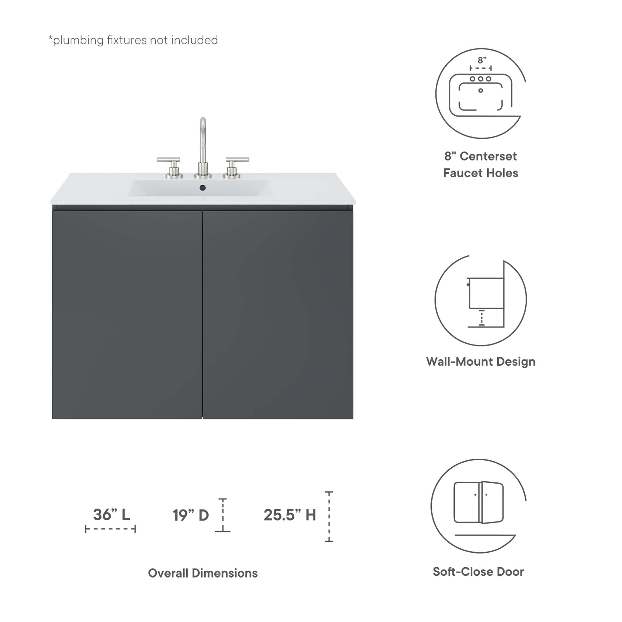 Bryn 36" Wall-Mount Bathroom Vanity