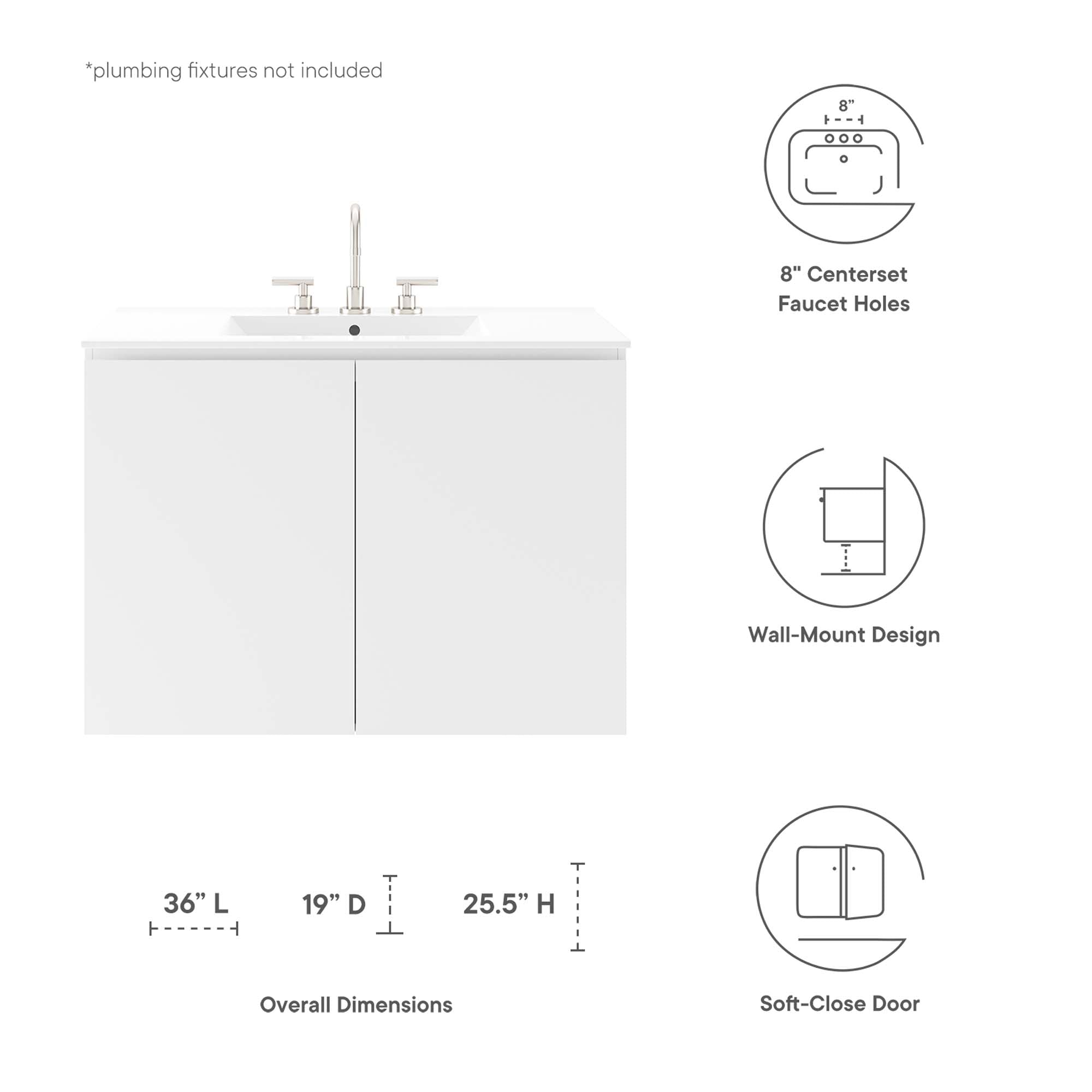 Bryn 36" Wall-Mount Bathroom Vanity