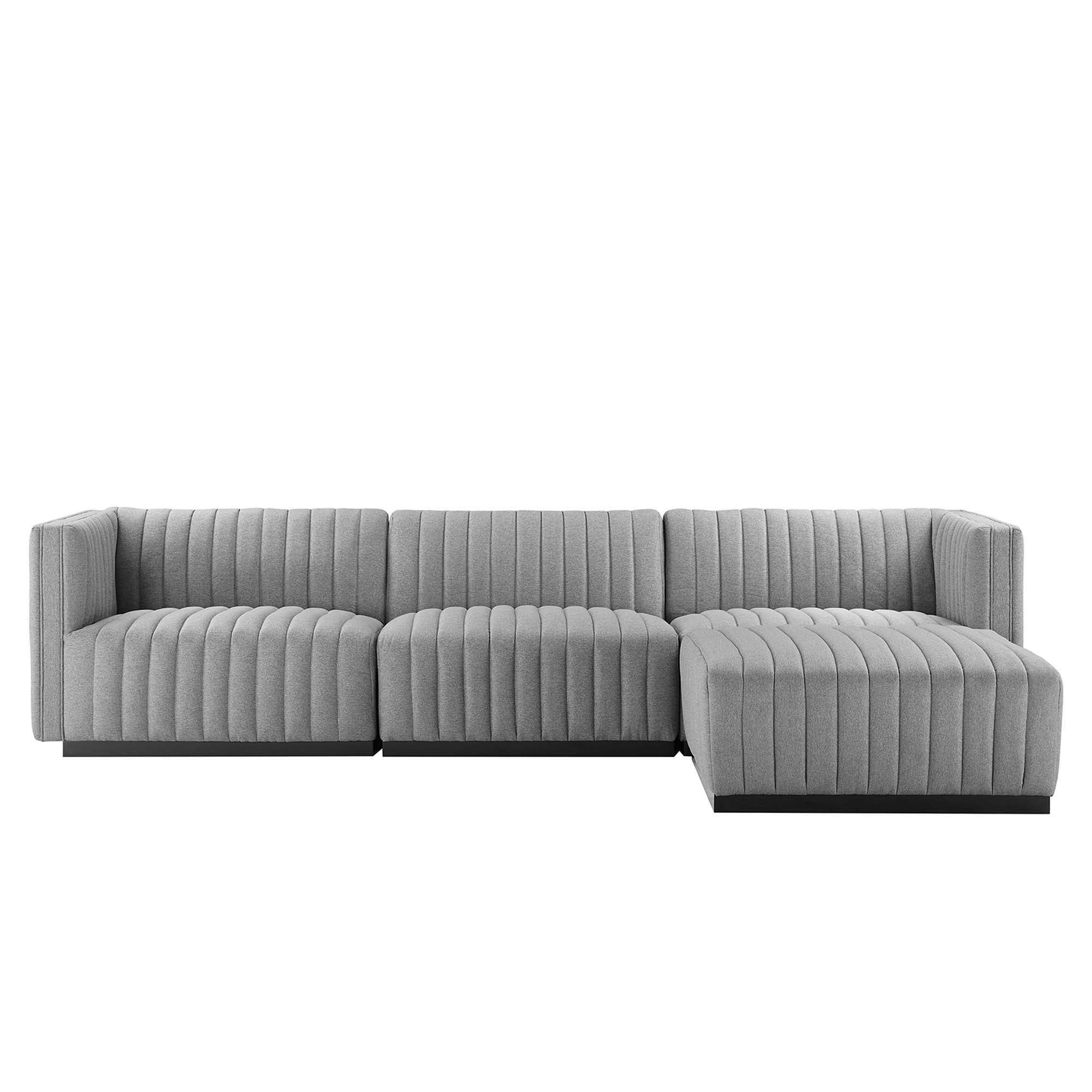 Conjure Channel Tufted Upholstered Fabric 4-Piece Sectional Sofa