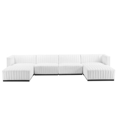 Conjure Channel Tufted Upholstered Fabric 6-Piece Sectional Sofa