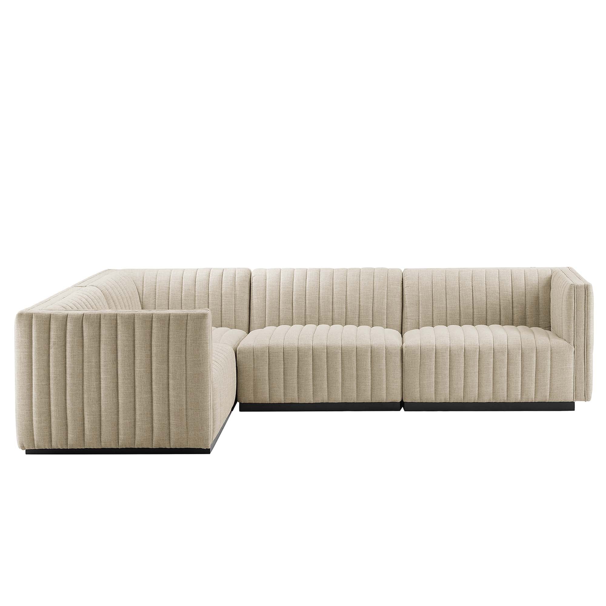 Conjure Channel Tufted Upholstered Fabric 4-Piece L-Shaped Sectional