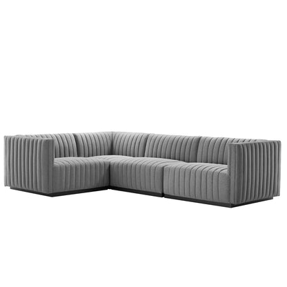 Conjure Channel Tufted Upholstered Fabric 4-Piece L-Shaped Sectional