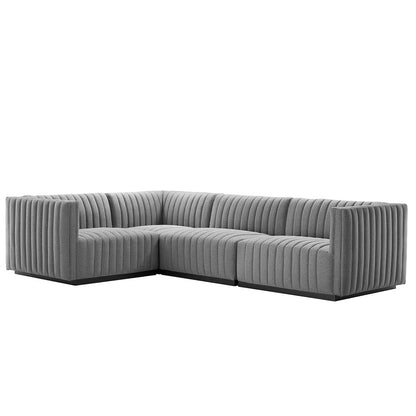Conjure Channel Tufted Upholstered Fabric 4-Piece L-Shaped Sectional