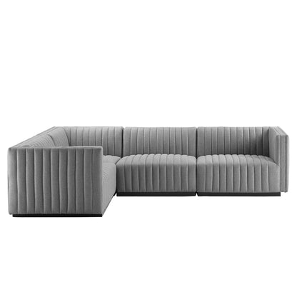 Conjure Channel Tufted Upholstered Fabric 4-Piece L-Shaped Sectional