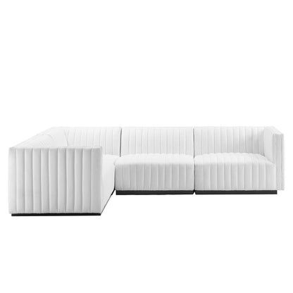 Conjure Channel Tufted Upholstered Fabric 4-Piece L-Shaped Sectional
