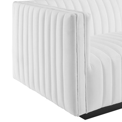 Conjure Channel Tufted Upholstered Fabric 4-Piece L-Shaped Sectional