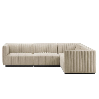 Conjure Channel Tufted Upholstered Fabric 4-Piece L-Shaped Sectional