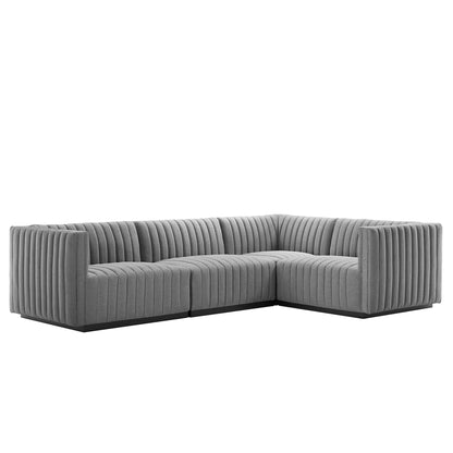 Conjure Channel Tufted Upholstered Fabric 4-Piece L-Shaped Sectional