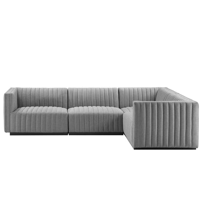 Conjure Channel Tufted Upholstered Fabric 4-Piece L-Shaped Sectional