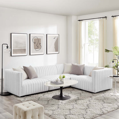 Conjure Channel Tufted Upholstered Fabric 4-Piece L-Shaped Sectional