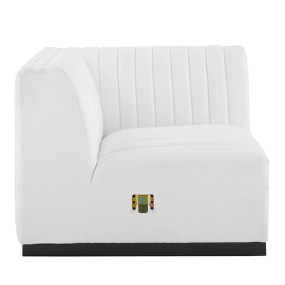 Conjure Channel Tufted Upholstered Fabric 5-Piece L-Shaped Sectional