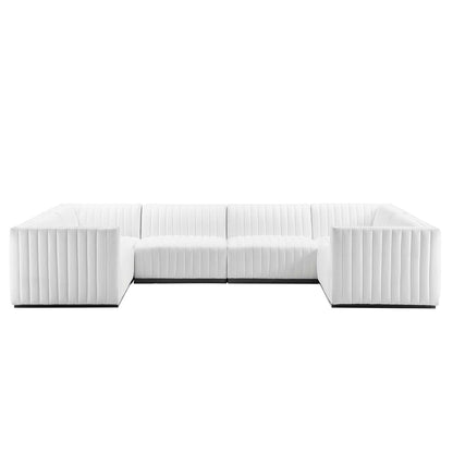 Conjure Channel Tufted Upholstered Fabric 6-Piece U-Shaped Sectional