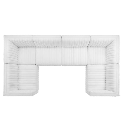 Conjure Channel Tufted Upholstered Fabric 6-Piece U-Shaped Sectional